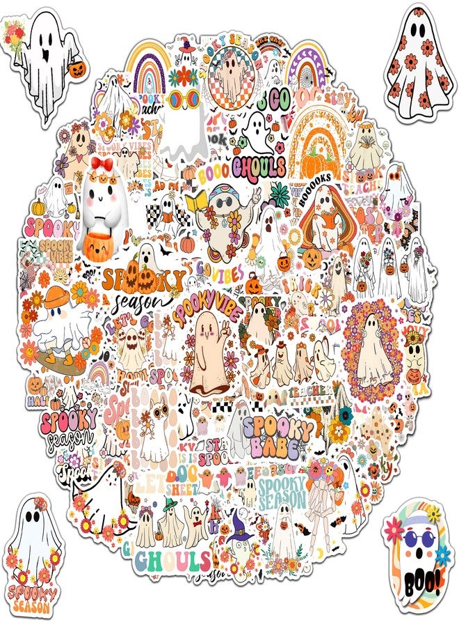 FUULOXE 100PCS Halloween Ghost Stickers Waterproof Vinyl Cute Ghost Stickers for Water Bottle Laptop Computer Phone Halloween Party Favors - Image 1